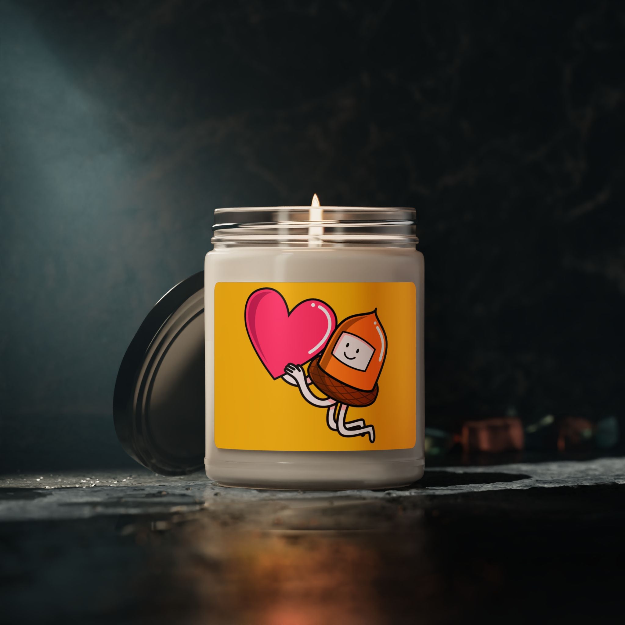 Cute Scented Candle with Heart  and Acorn Design