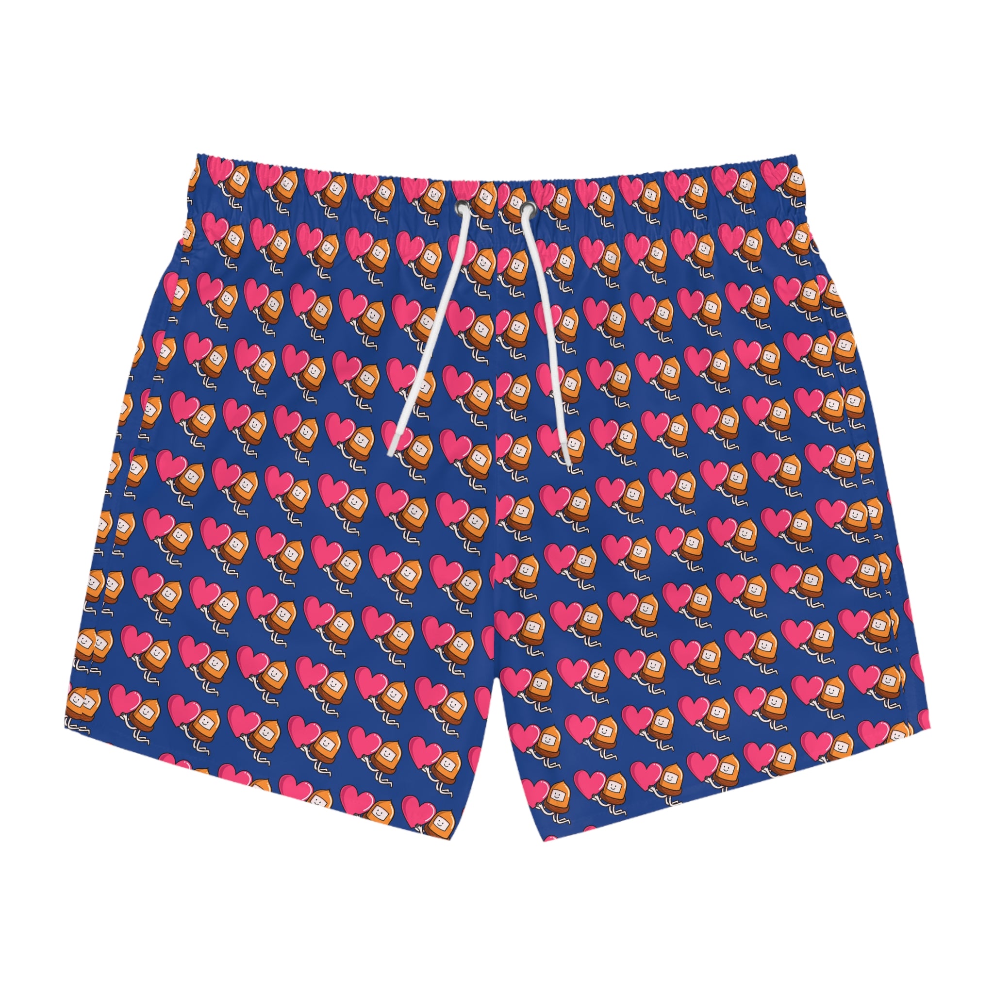 Colorful Heart and Acorn Print Swim Trunks