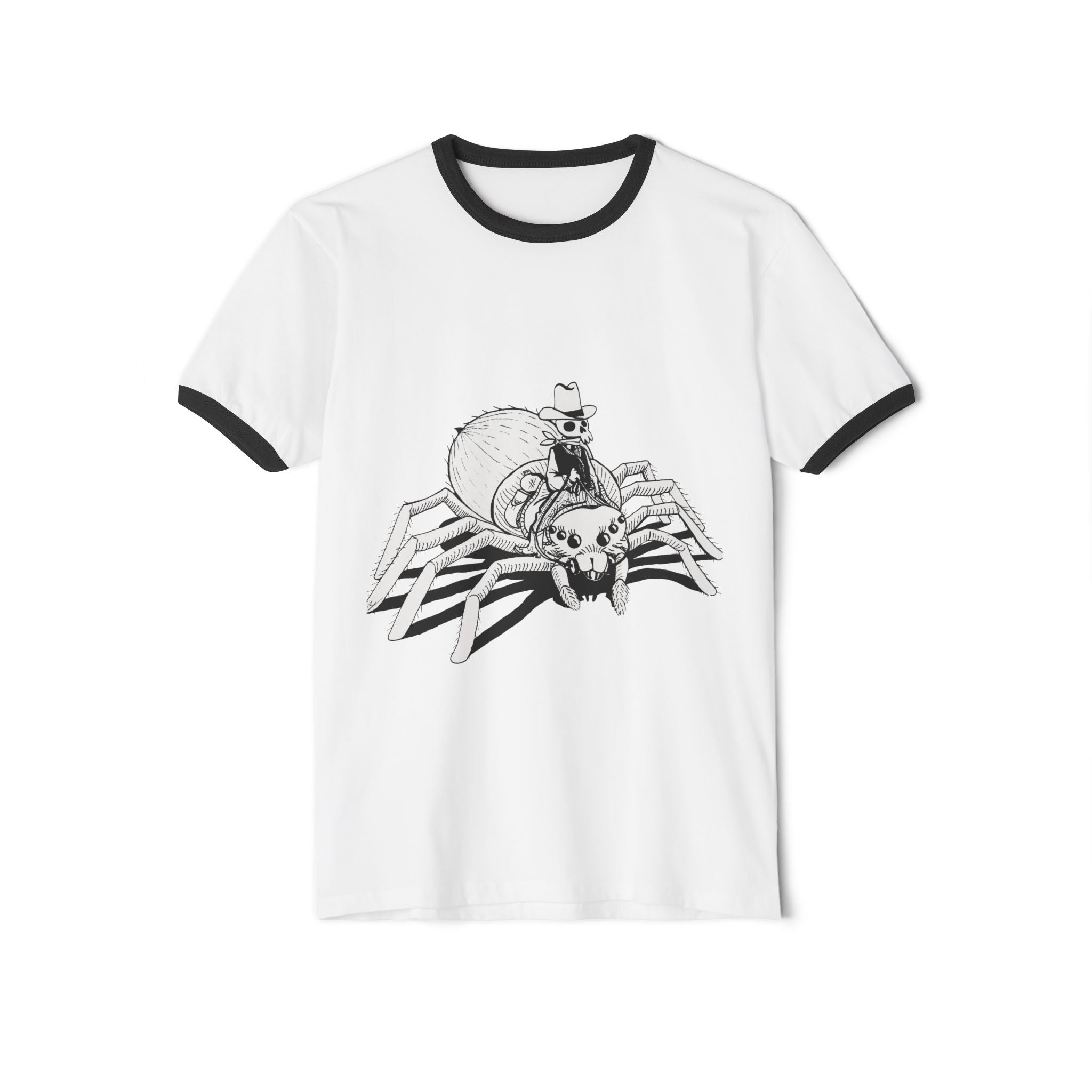 Unisex Cotton Ringer Skeleton Spider T-Shirt