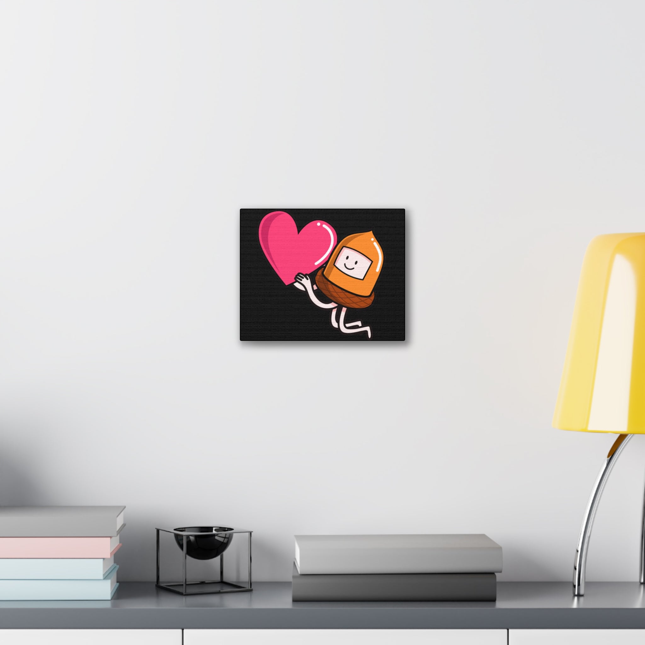 Whimsical Heart And Acorn Canvas Art, Cute Decor, Fun Wall Hanging