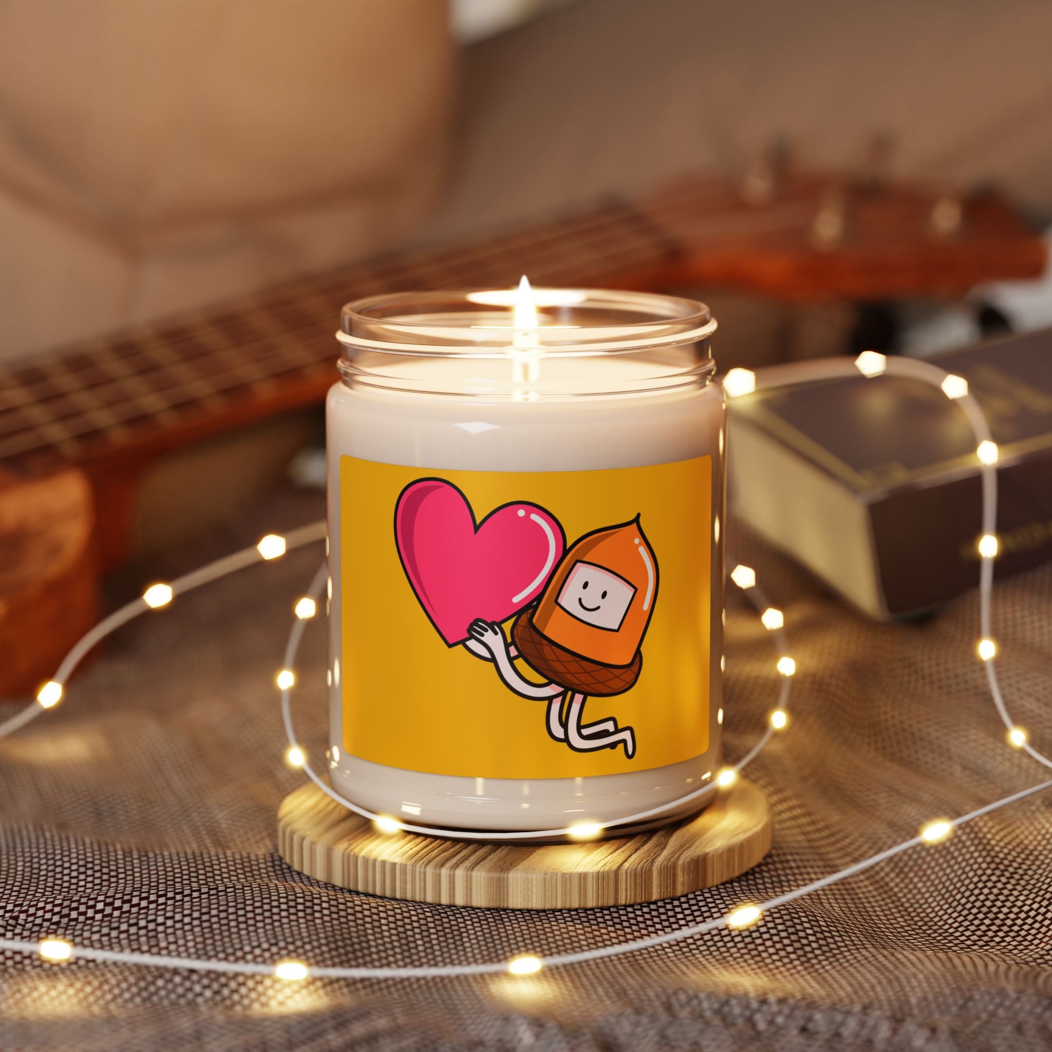 Cute Scented Candle with Heart  and Acorn Design