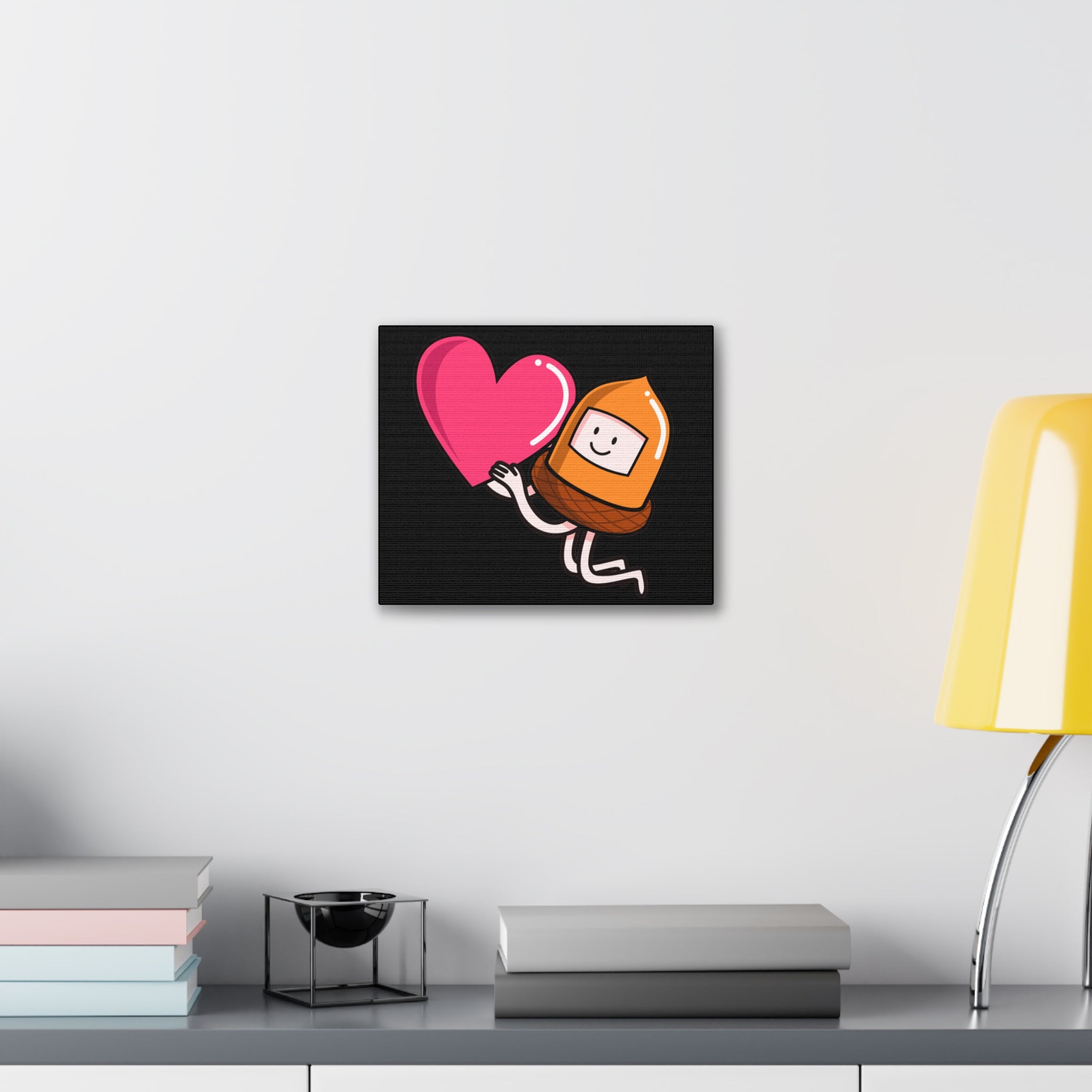 Whimsical Heart And Acorn Canvas Art, Cute Decor, Fun Wall Hanging
