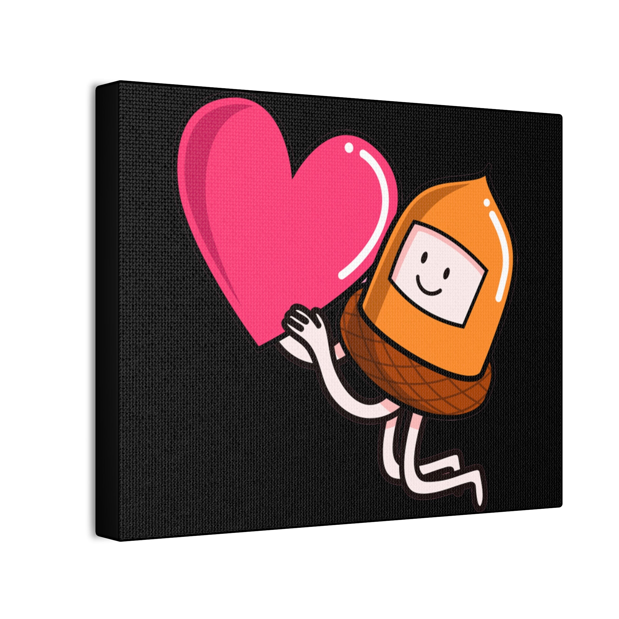 Whimsical Heart And Acorn Canvas Art, Cute Decor, Fun Wall Hanging