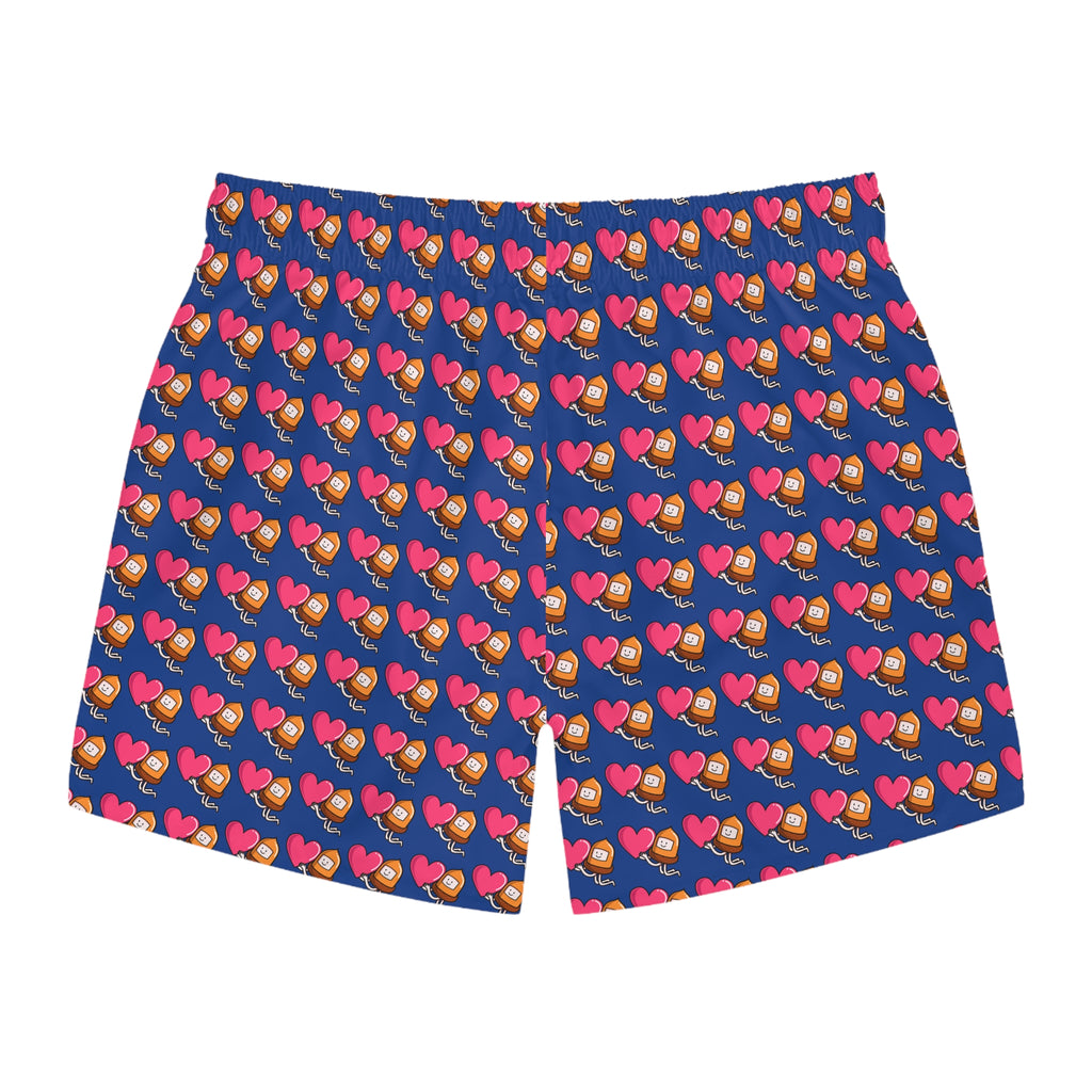 Colorful Heart and Acorn Print Swim Trunks