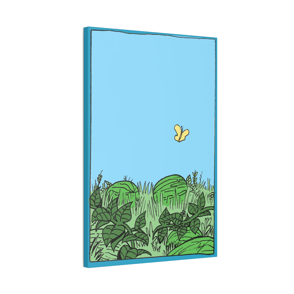 Watermelon Garden Canvas Wall Art with Butterfly and Greenery