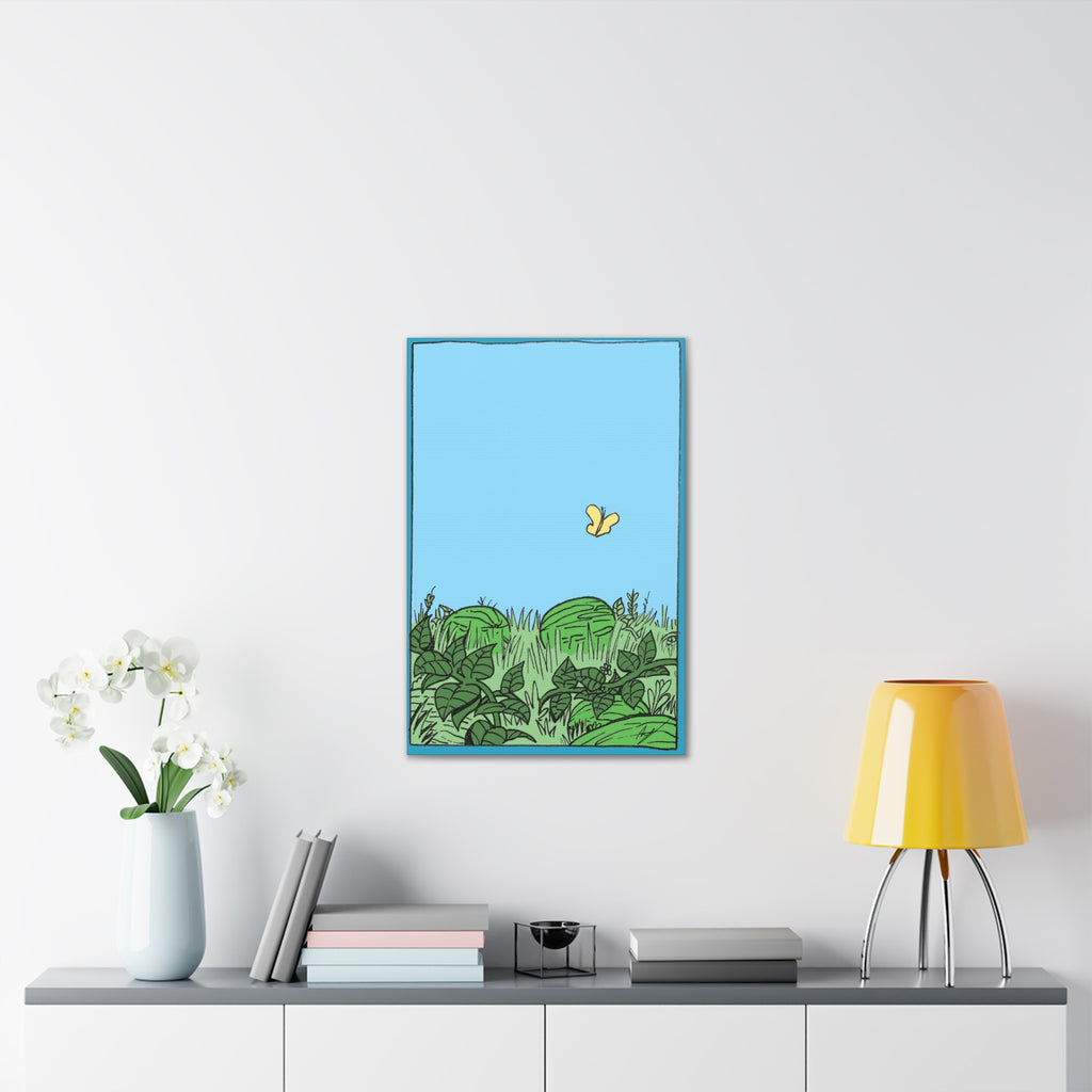 Watermelon Garden Canvas Wall Art with Butterfly and Greenery