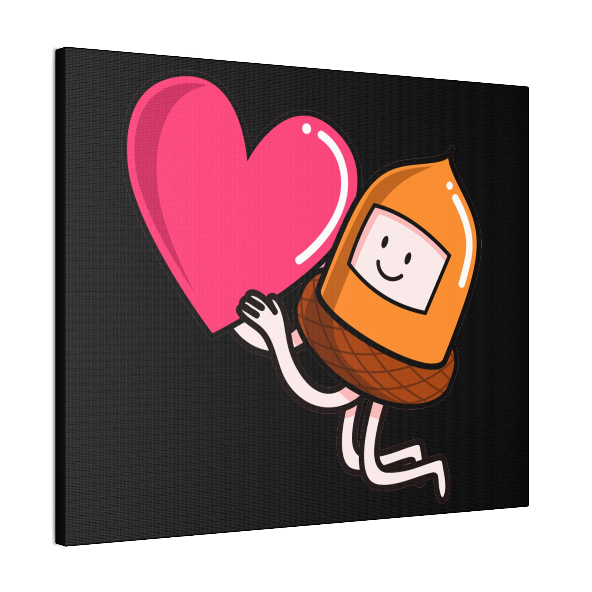 Whimsical Heart And Acorn Canvas Art, Cute Decor, Fun Wall Hanging