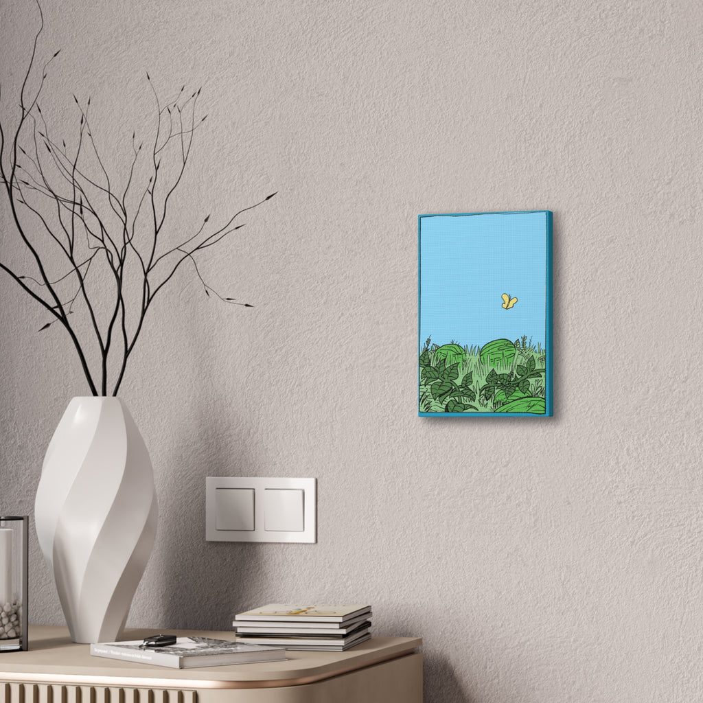 Watermelon Garden Canvas Wall Art with Butterfly and Greenery