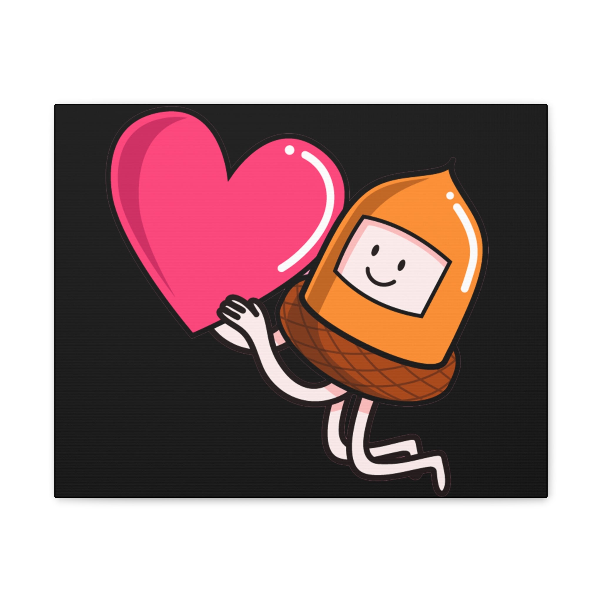 Whimsical Heart And Acorn Canvas Art, Cute Decor, Fun Wall Hanging