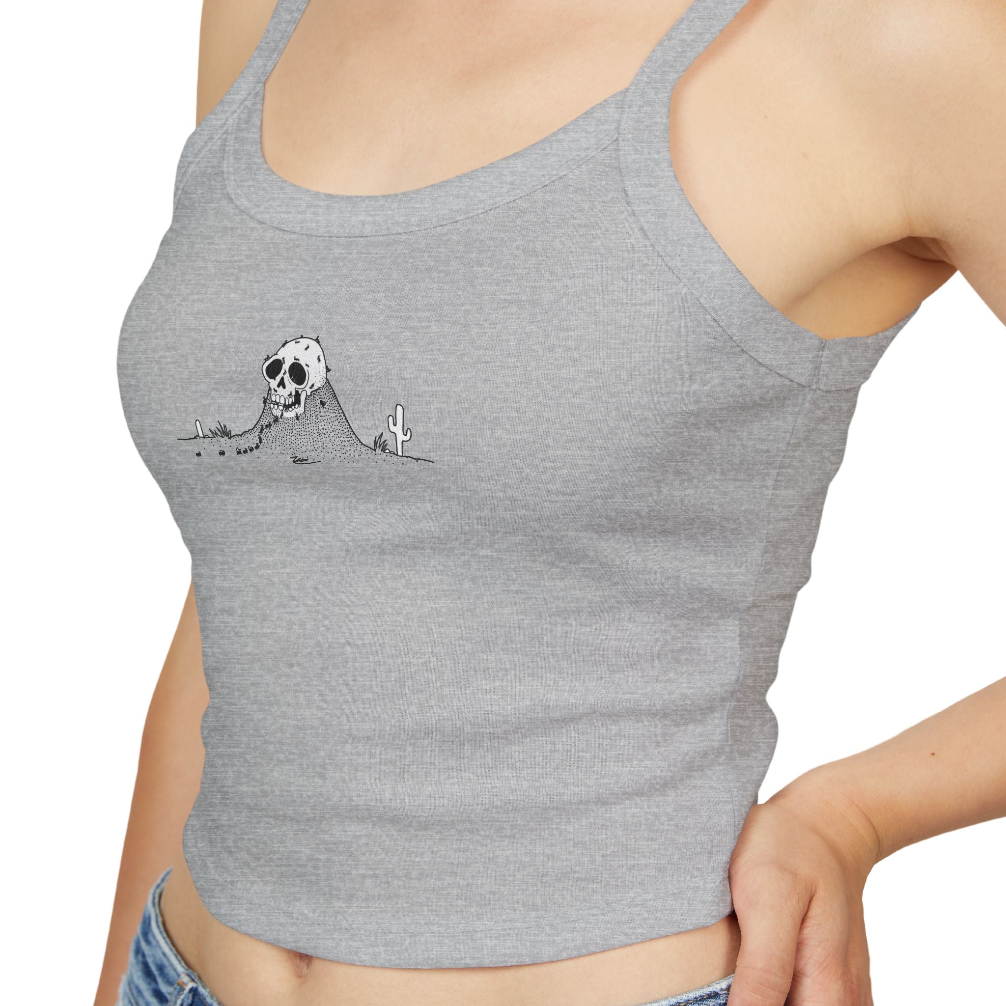 Stylish Women's Spaghetti Strap Tank Top with Unique Skeleton Graphic Print