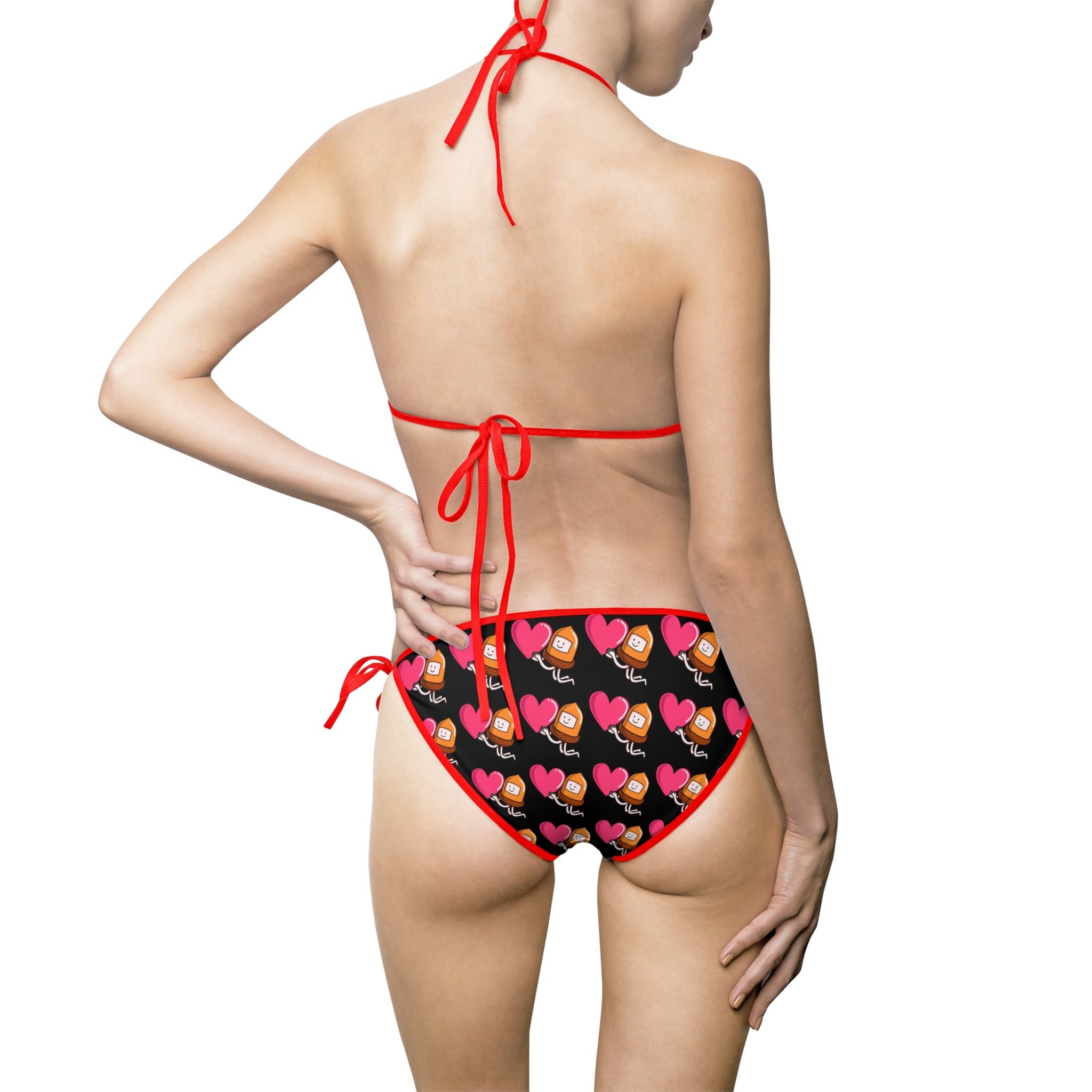Vibrant Heart and Acorn Print Bikini Set