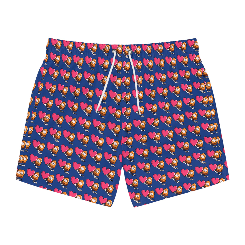 Colorful Heart and Acorn Print Swim Trunks
