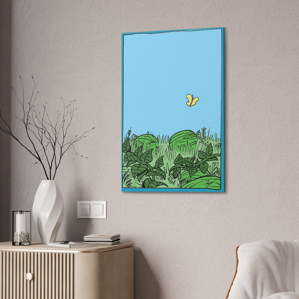 Watermelon Garden Canvas Wall Art with Butterfly and Greenery