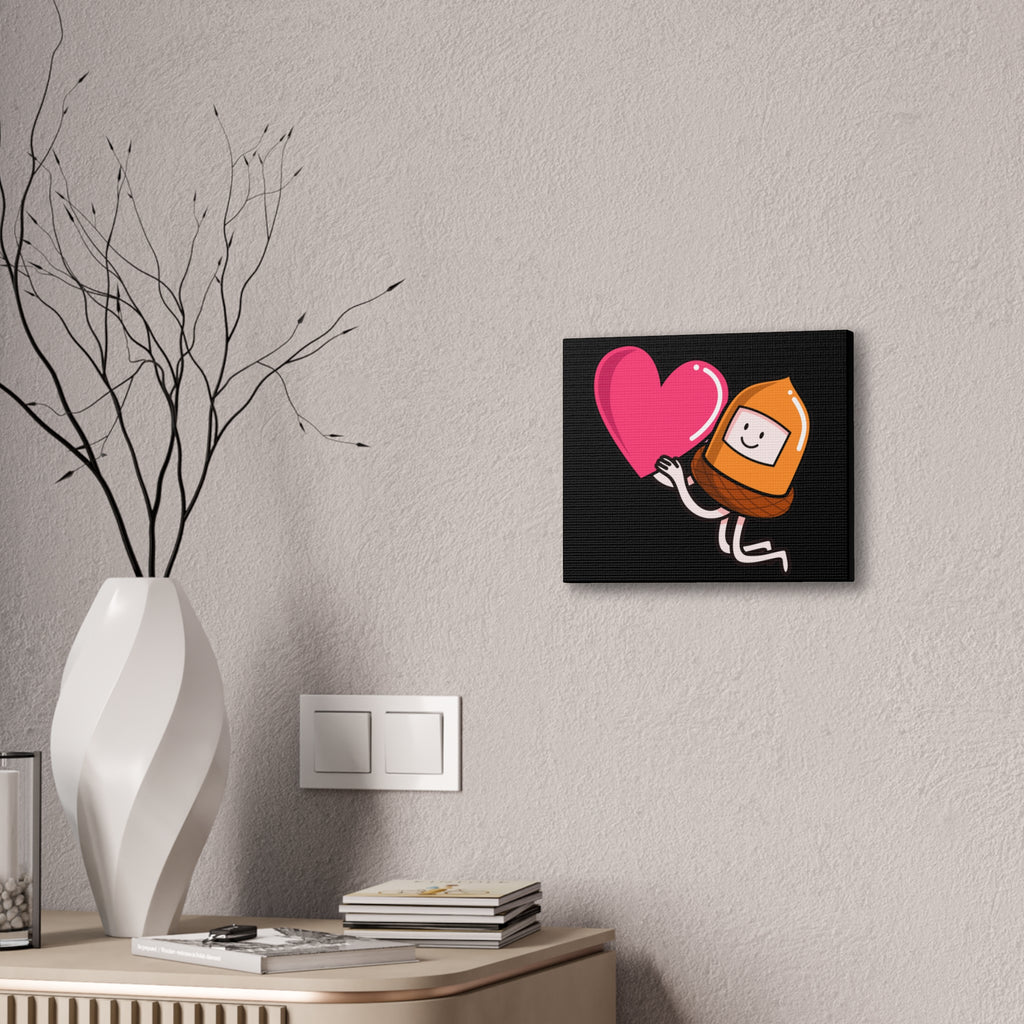 Whimsical Heart And Acorn Canvas Art, Cute Decor, Fun Wall Hanging