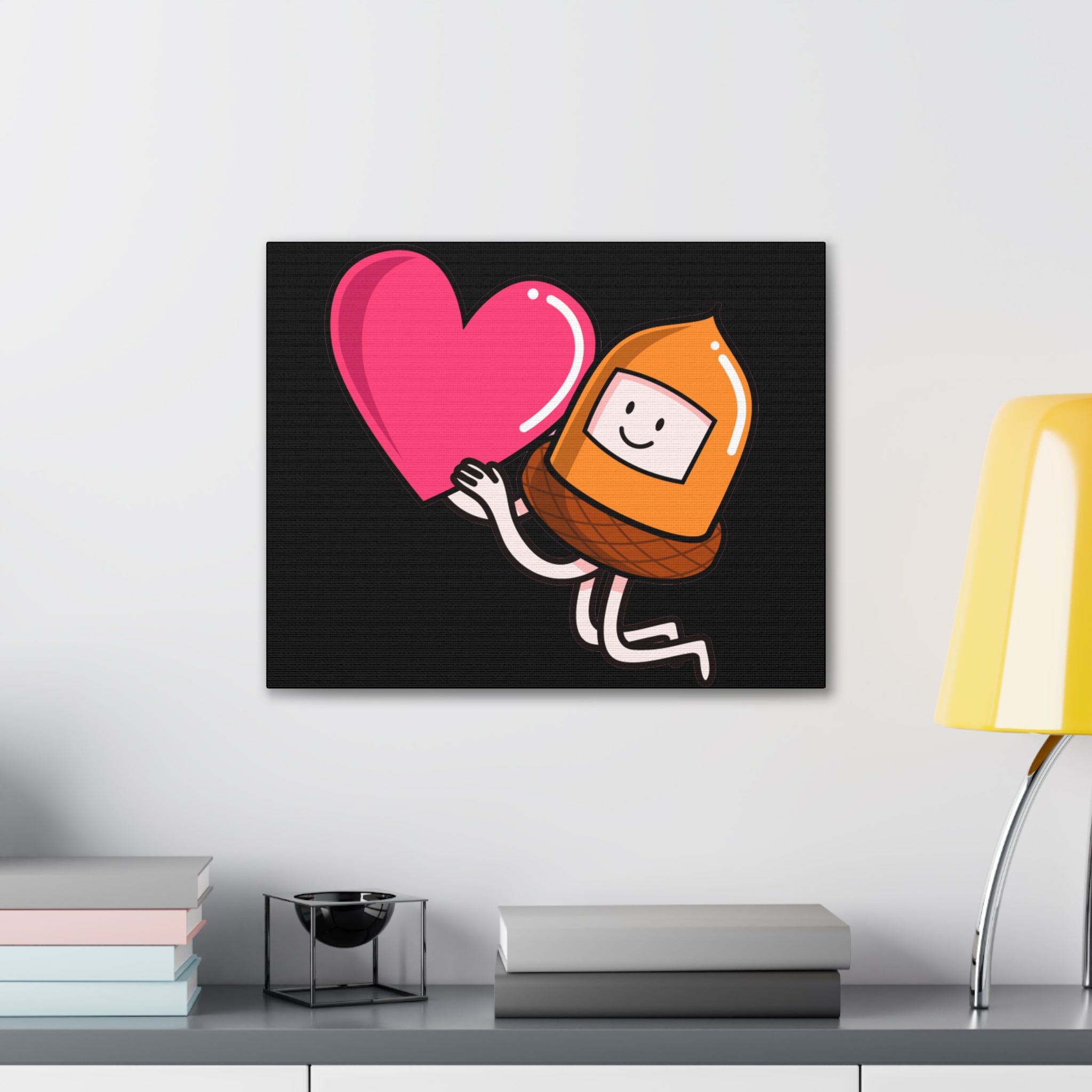 Whimsical Heart And Acorn Canvas Art, Cute Decor, Fun Wall Hanging