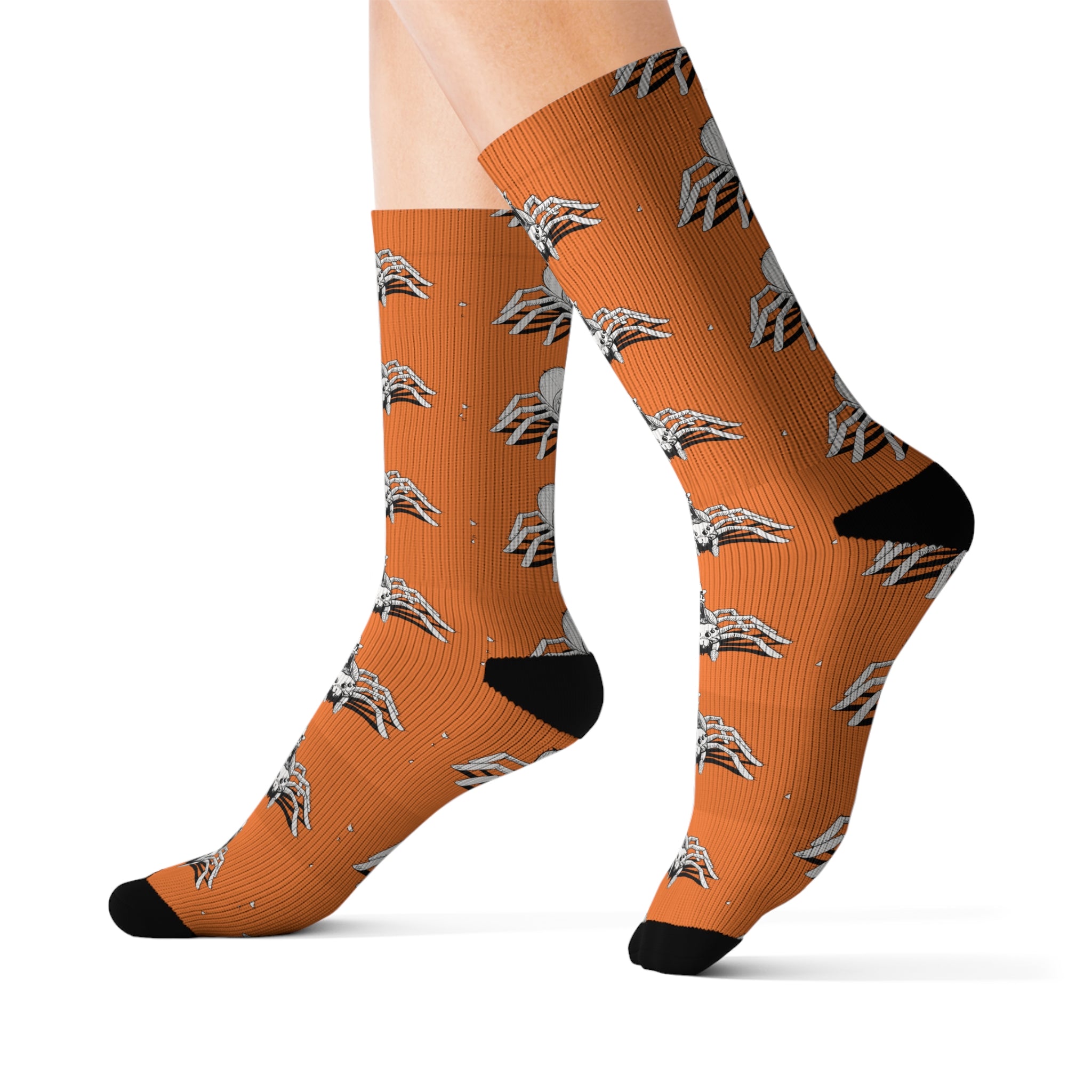 Orange Spider Pattern Socks