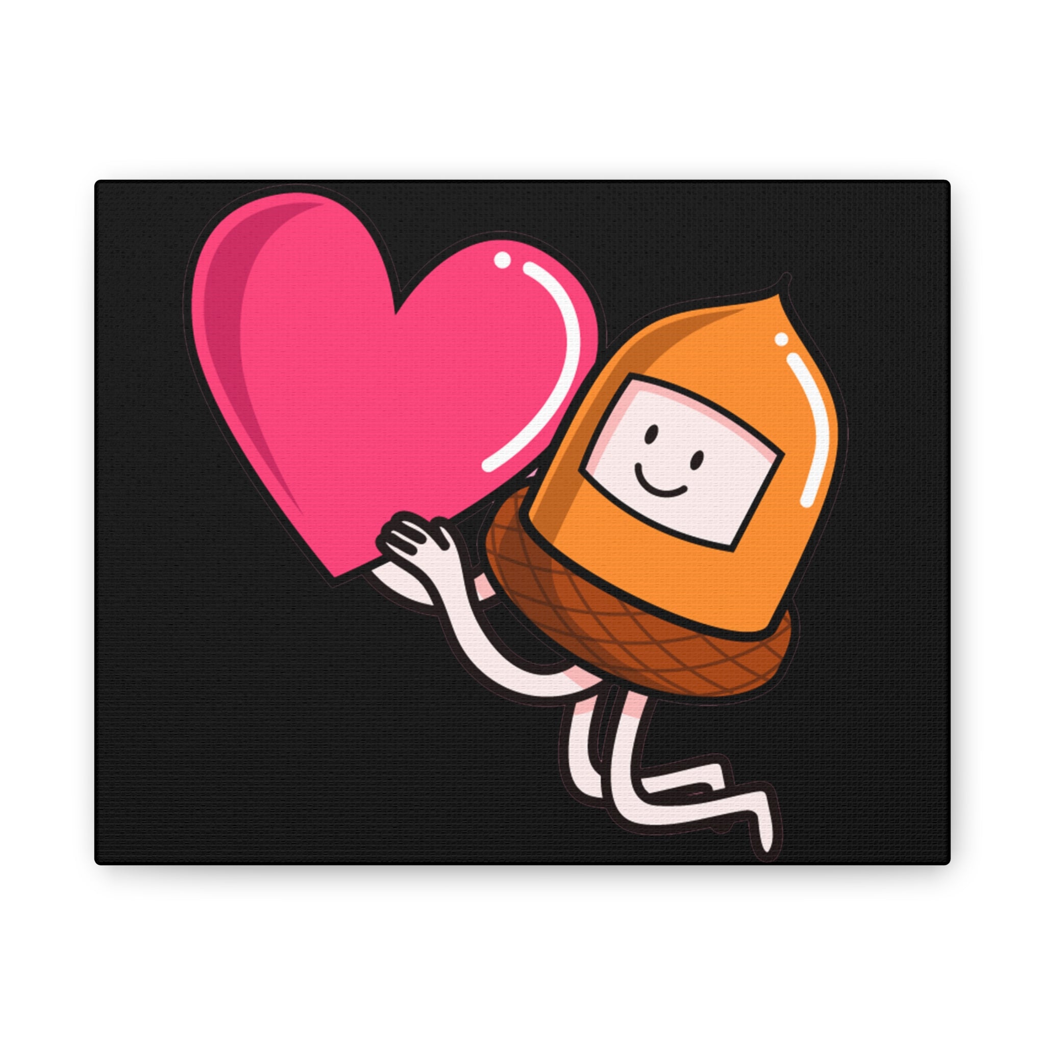 Whimsical Heart And Acorn Canvas Art, Cute Decor, Fun Wall Hanging