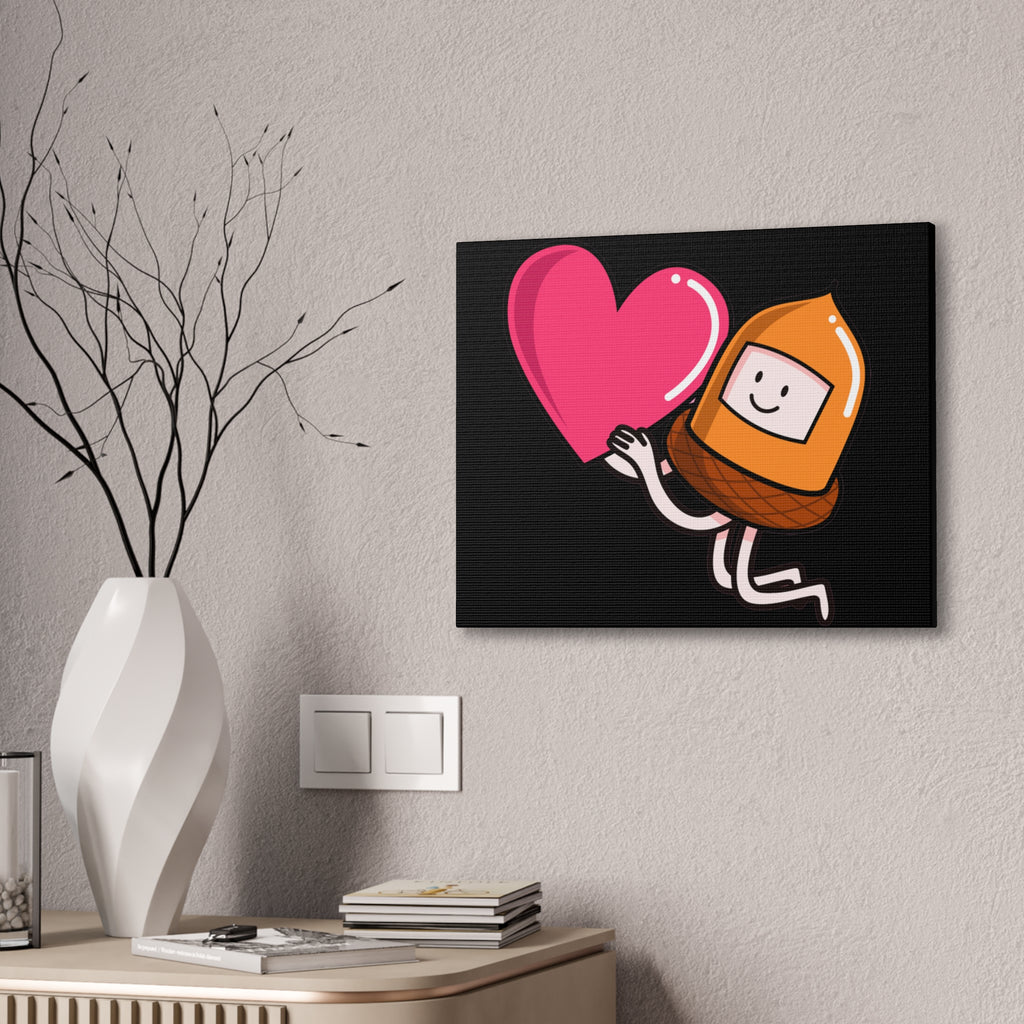 Whimsical Heart And Acorn Canvas Art, Cute Decor, Fun Wall Hanging